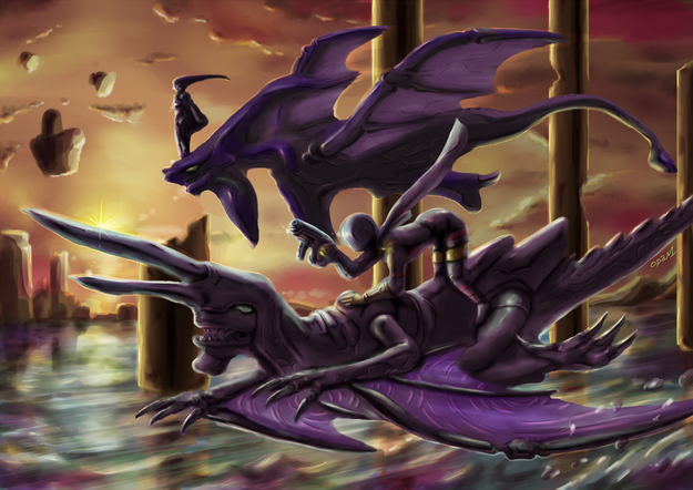 Orta and Azel Riding Dragons