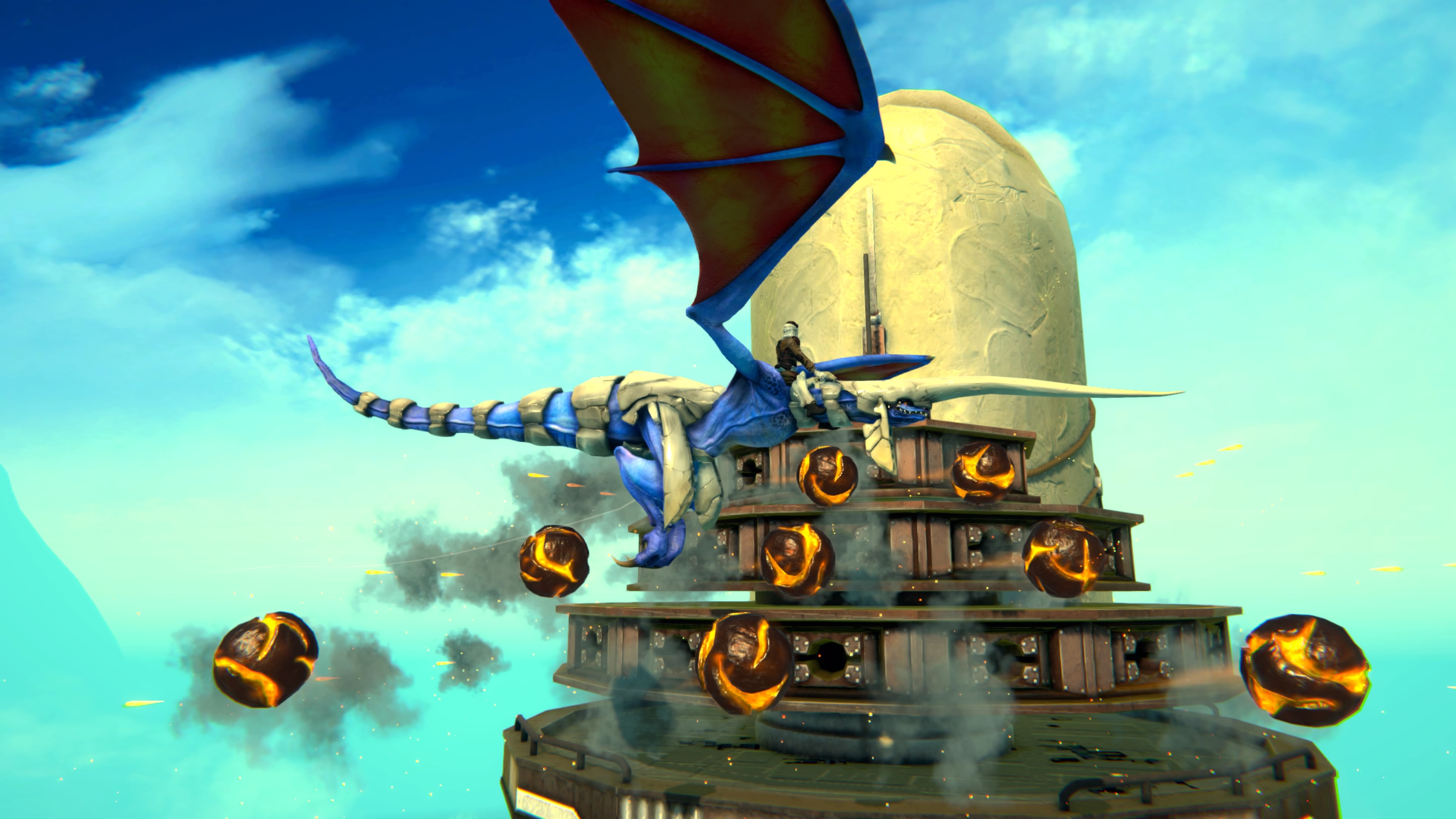 The player must repel cannon balls fired from the Imperial Flying Stronghold.